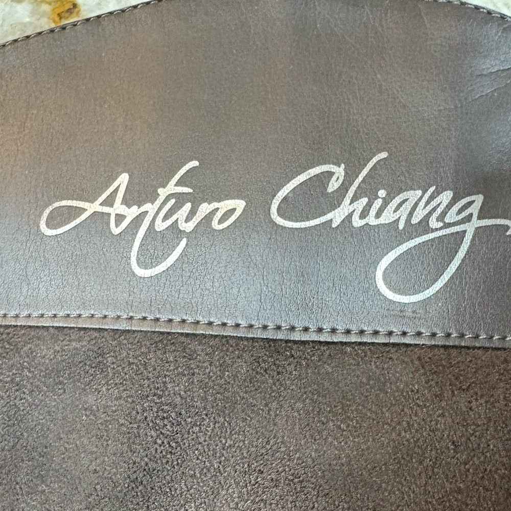 Arturo Chiang Brown Tall Leather Riding Boot AT Falcity Women’s 7 Croc Detail - Picture 2 of 12